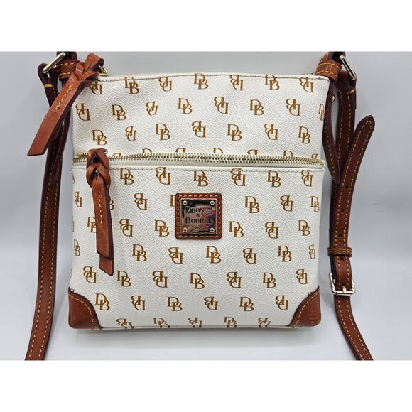Dooney & Bourke Gretta Women's Crossbody Purse Handbag Leather‎ White/Tan - Picture 5 of 16